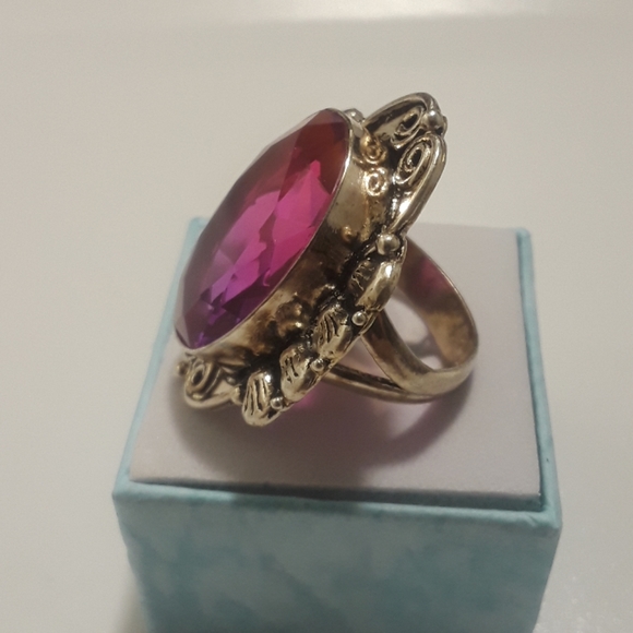 Pink topaz gemstone ring size 8, mystical - Picture 4 of 4